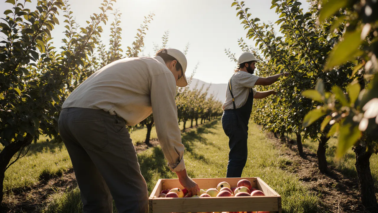 Trabajadores agrícolas cosechando en una granja canadiense &middot; rutas de inmigración LMIA y SAWP