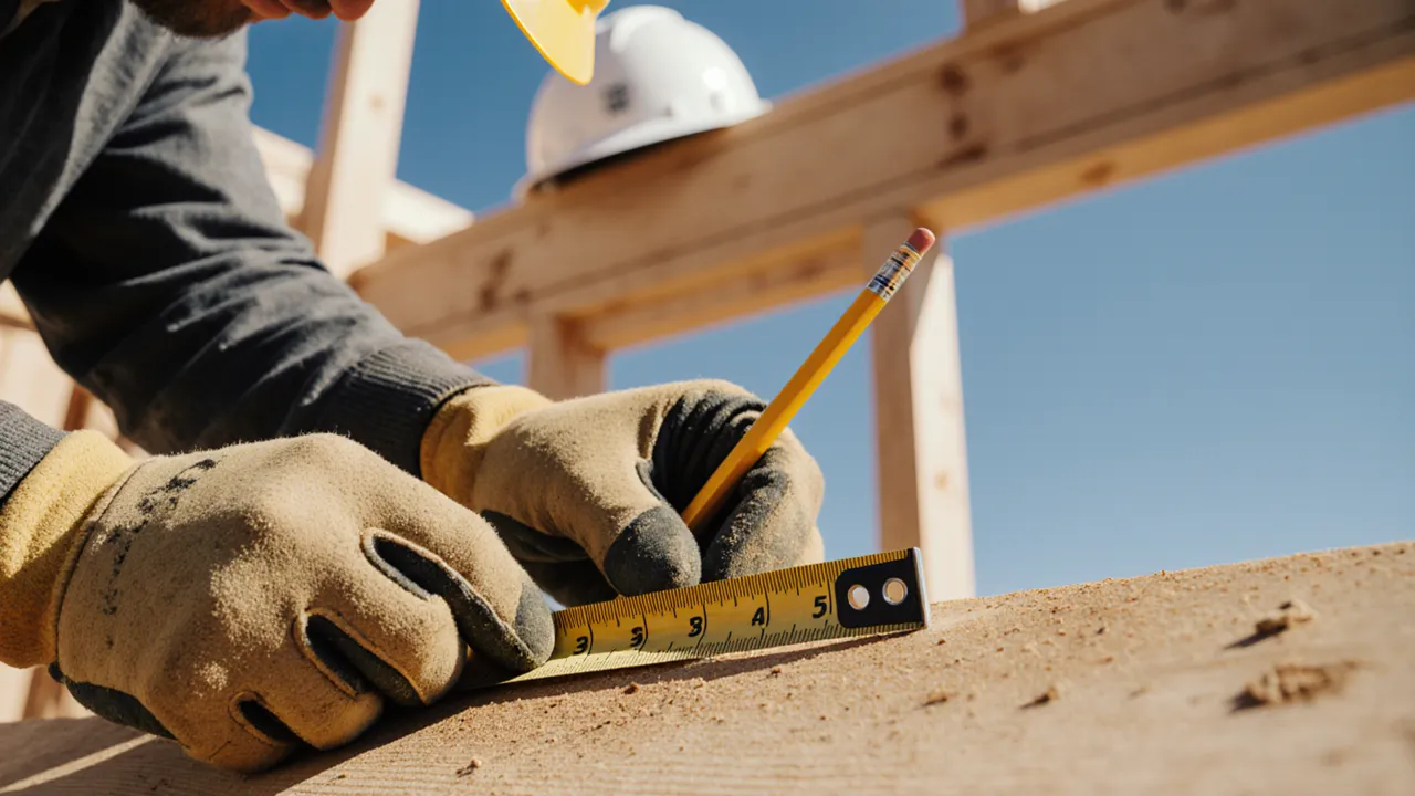 Trabajador de construcción midiendo madera en una obra canadiense &middot; rutas de inmigración para oficios especializados